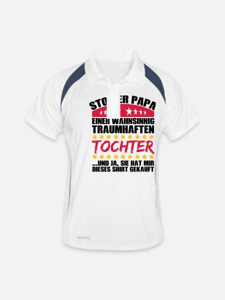 Traumhafte Tochter - Männer Polo atmungsaktiv - Weiß/Navy - Vorne