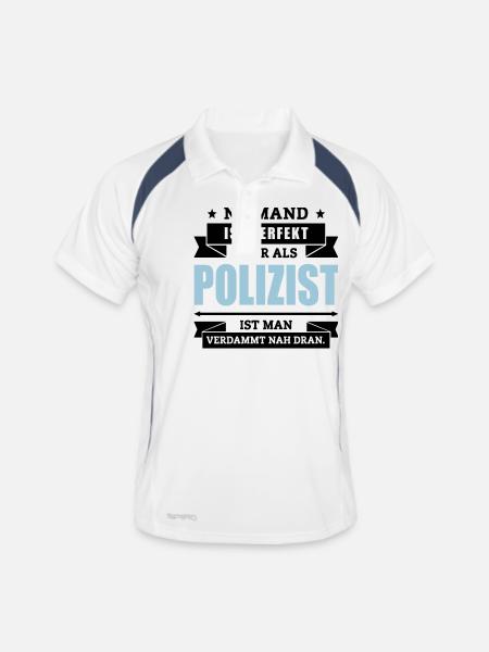 Funshirt Polizist - Männer Polo atmungsaktiv - Weiß/Navy - Vorne