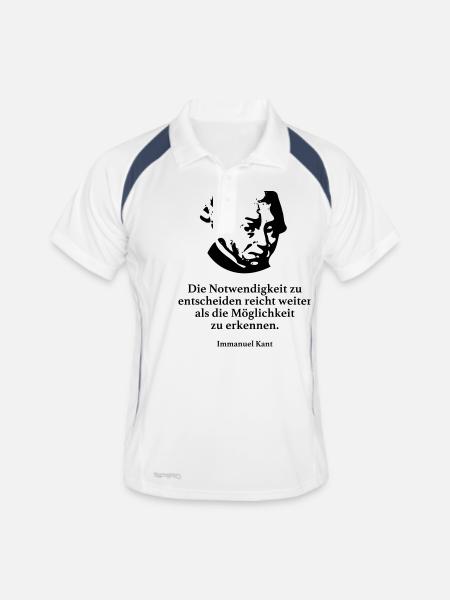 Kant: Die Notwendigkeit zu entscheiden reicht wei - Männer Polo atmungsaktiv - Weiß/Navy - Vorne