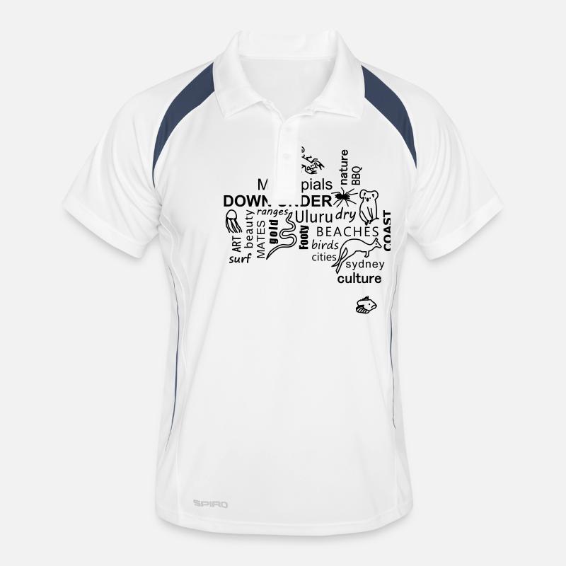 australia word cloud - Männer Polo atmungsaktiv - Weiß/Navy