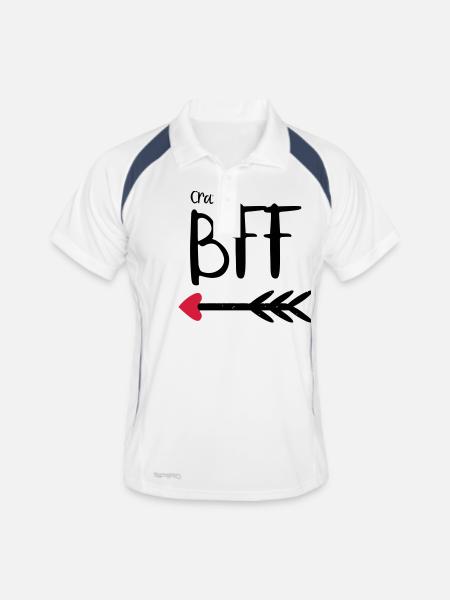 BFF Crazy Pfeil rotes Herz Partnerlook Partner T.1 - Männer Polo atmungsaktiv - Weiß/Navy - Vorne