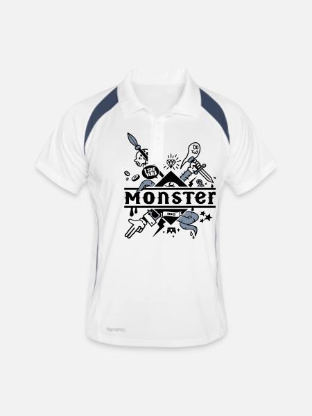 monster - Polo respirant Homme - blanc/marine - Devant