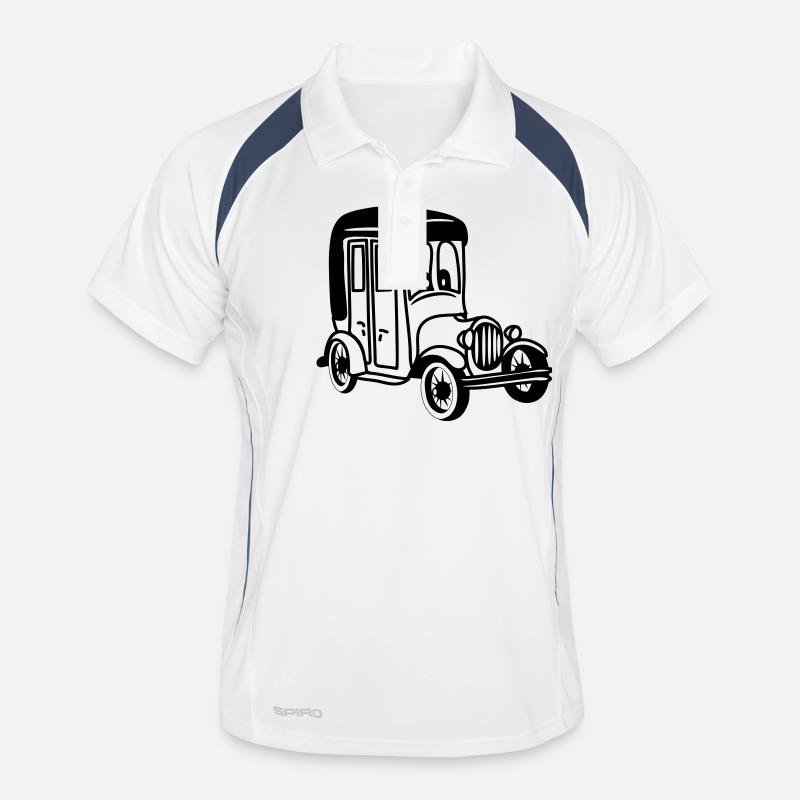 oldie Oldtimer Auto Wagen Fahrzeug witzig - Männer Polo atmungsaktiv - Weiß/Navy