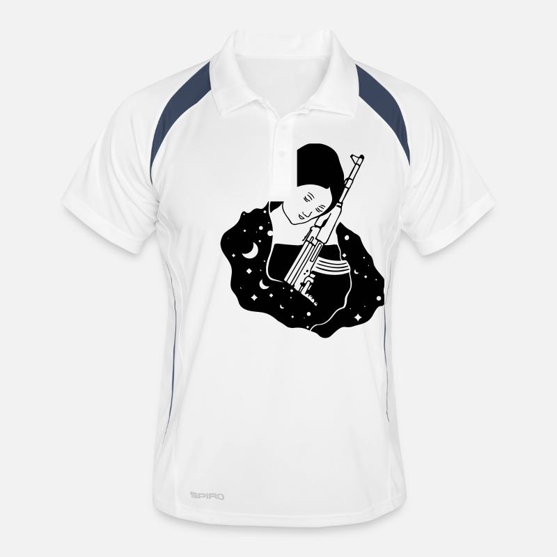 AVE MARIA AK 47 - Männer Polo atmungsaktiv - Weiß/Navy