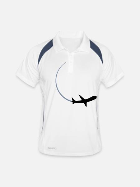 curve logo circle round line airplane airplane fly - Men's Polo breathable - white/navy - Front
