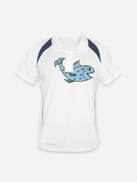 fisch - Polo respirant Homme - blanc/marine - Devant