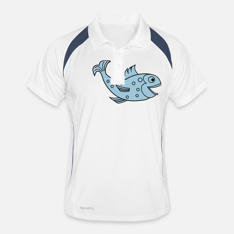 fisch - Männer Polo atmungsaktiv - Weiß/Navy