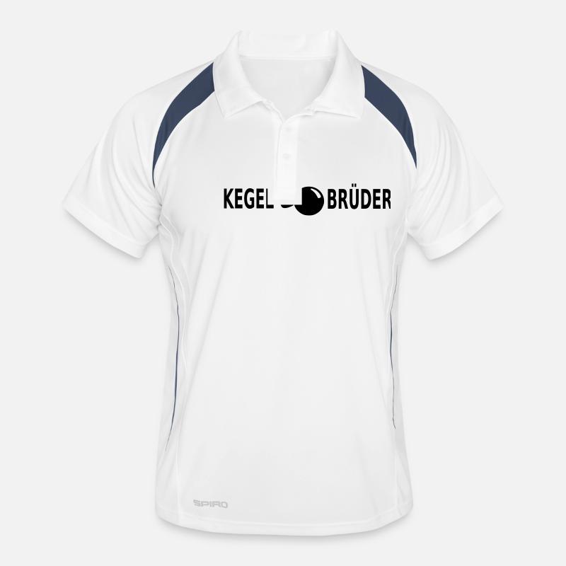 Kegelbrüder Bier - Männer Polo atmungsaktiv - Weiß/Navy