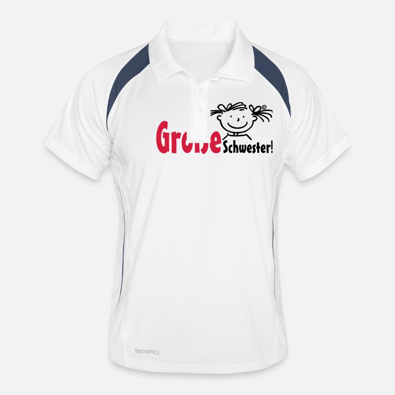 Große Schwester - Männer Polo atmungsaktiv - Weiß/Navy
