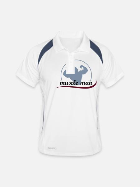 muscleman_3 - Polo respirant Homme - blanc/marine - Devant