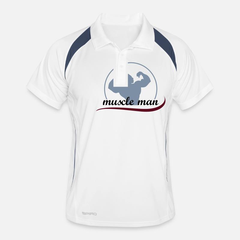 muscleman_3 - Männer Polo atmungsaktiv - Weiß/Navy