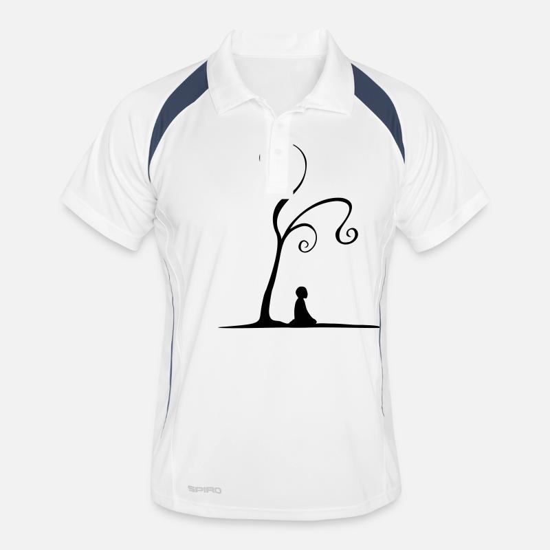 meditation under tree - Men's Polo breathable - white/navy