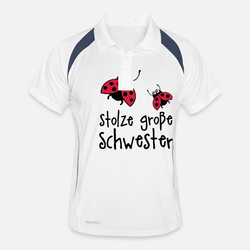 stolze_grosse_schwester_a_2c - Männer Polo atmungsaktiv - Weiß/Navy