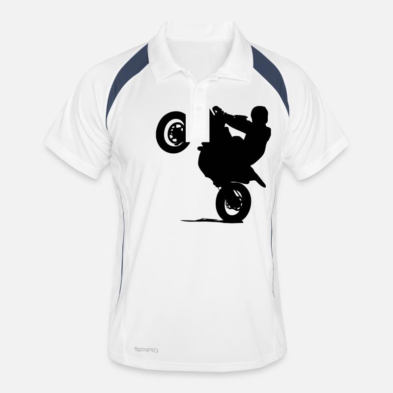 Supermoto - Männer Polo atmungsaktiv - Weiß/Navy