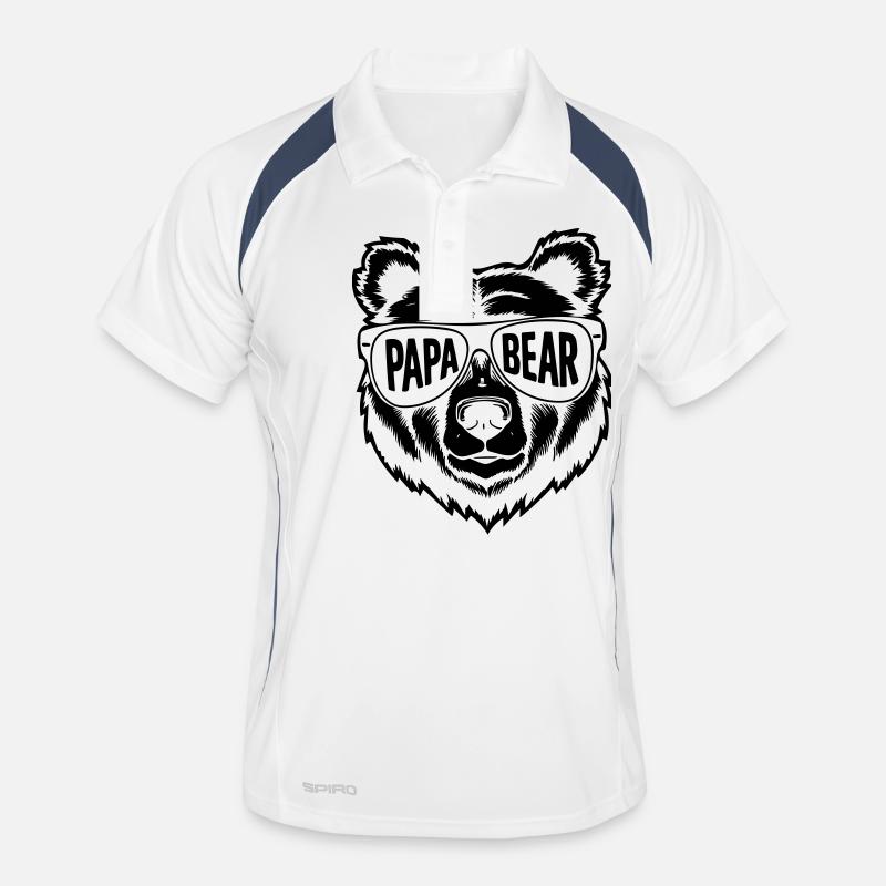 papa bear - Männer Polo atmungsaktiv - Weiß/Navy