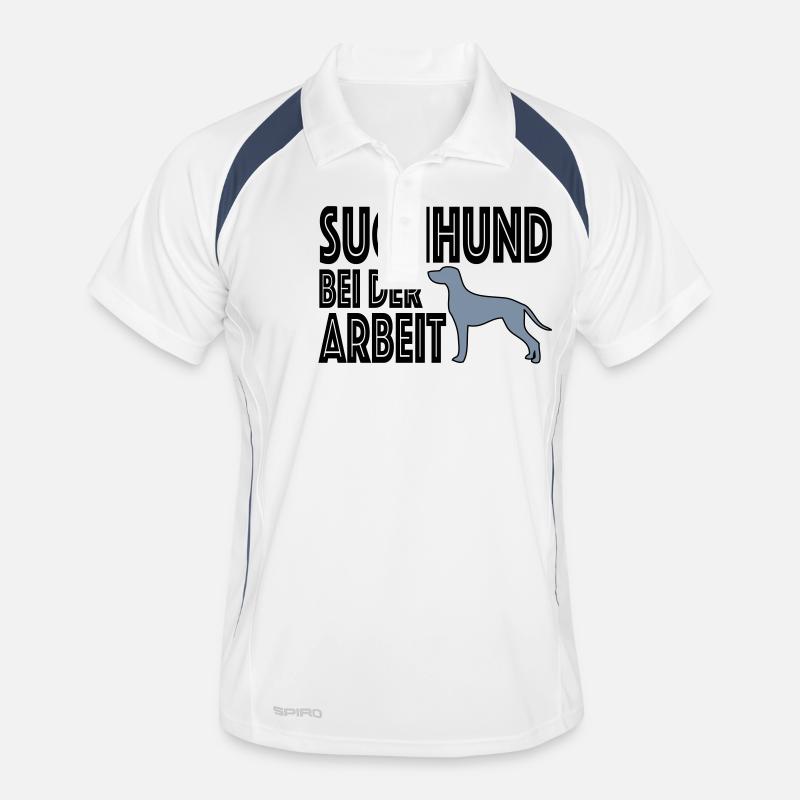 Suchhund - Männer Polo atmungsaktiv - Weiß/Navy