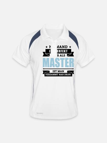 Funshirt Master - Männer Polo atmungsaktiv - Weiß/Navy - Vorne