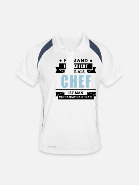 Funshirt Chef - Männer Polo atmungsaktiv - Weiß/Navy - Vorne