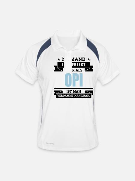 Funshirt Opi - Männer Polo atmungsaktiv - Weiß/Navy - Vorne