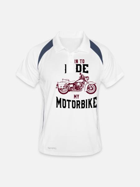 BORN TO RIDE - MY MOTORBIKE! - Männer Polo atmungsaktiv - Weiß/Navy - Vorne