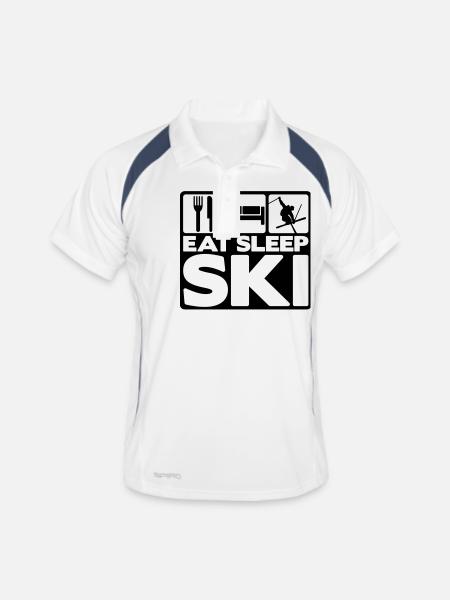 eat sleep ski 04 - Men's Polo breathable - white/navy - Front