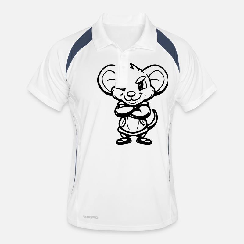 maus - Männer Polo atmungsaktiv - Weiß/Navy
