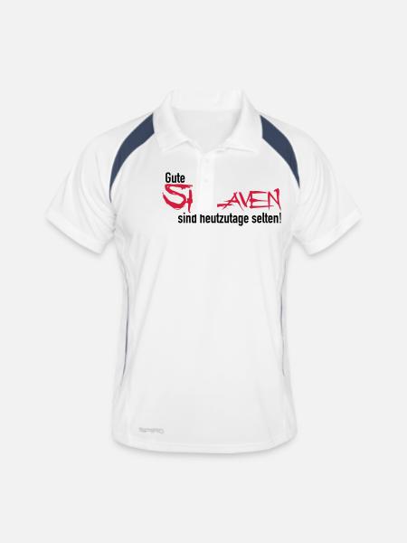 Gute Sklaven - Männer Polo atmungsaktiv - Weiß/Navy - Vorne