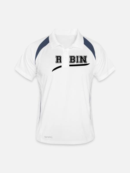 robin_2 - Männer Polo atmungsaktiv - Weiß/Navy - Vorne