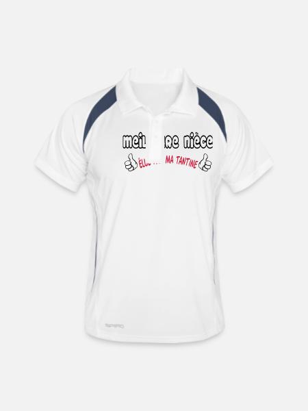 Meilleure nièce - Polo respirant Homme - blanc/marine - Devant