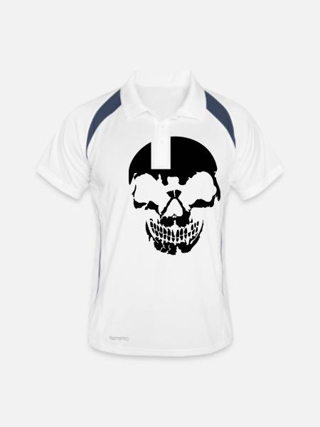 Skull - Männer Polo atmungsaktiv - Weiß/Navy - Vorne