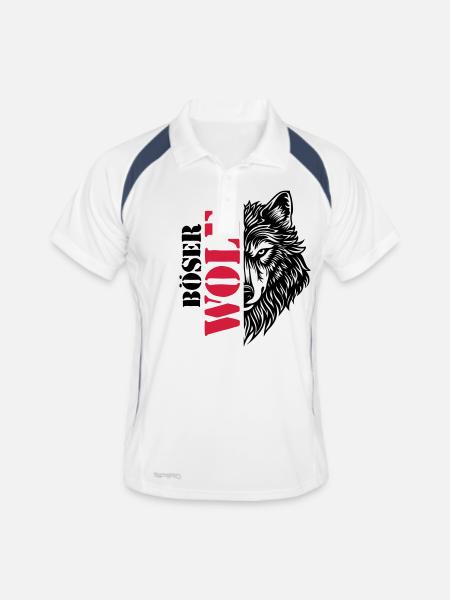Böser Wolf Spruch - Männer Polo atmungsaktiv - Weiß/Navy - Vorne