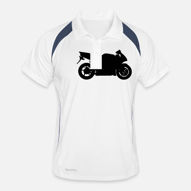 R1 - Männer Polo atmungsaktiv - Weiß/Navy