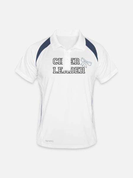 Cheerleaderschriftzug Bow - Männer Polo atmungsaktiv - Weiß/Navy - Vorne