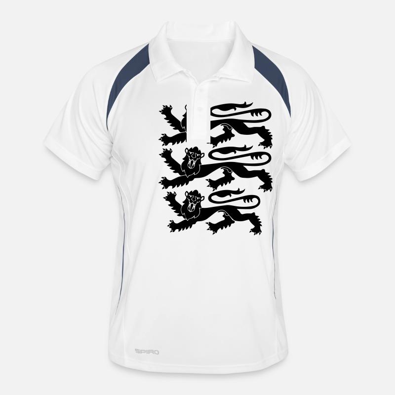 England Three Lions - Männer Polo atmungsaktiv - Weiß/Navy