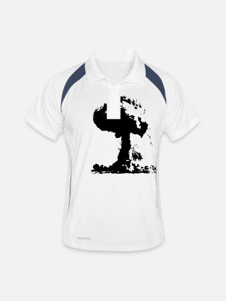 atompilz - Männer Polo atmungsaktiv - Weiß/Navy - Vorne