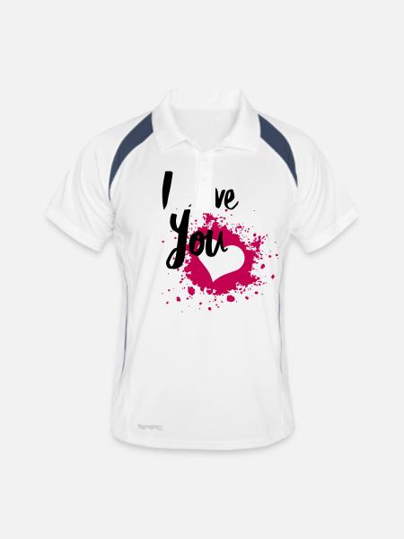 I Love You - Polo respirant Homme - blanc/marine - Devant