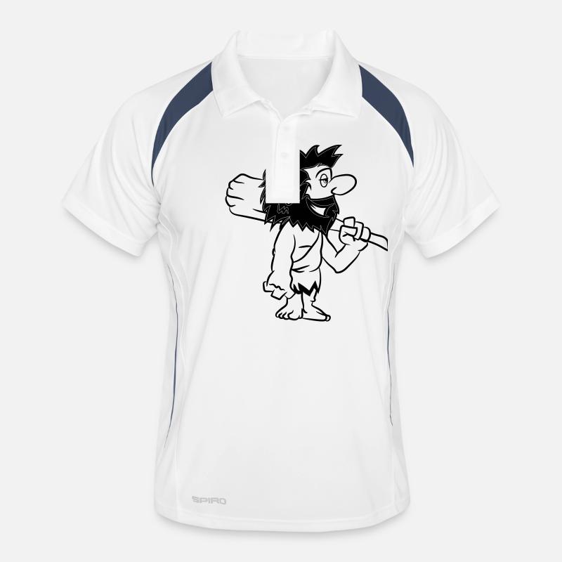 Steinzeitmensch witzig comic - Männer Polo atmungsaktiv - Weiß/Navy