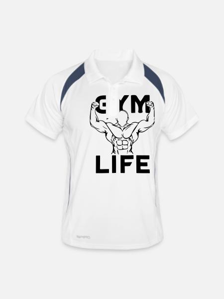 gym life - Men's Polo breathable - white/navy - Front