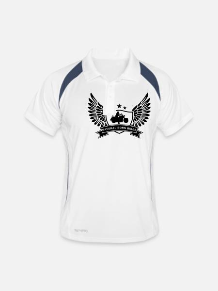 natural_born_biker - Polo respirant Homme - blanc/marine - Devant
