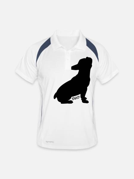 Lupus | Französische Bulldogge Heulend - Männer Polo atmungsaktiv - Weiß/Navy - Vorne