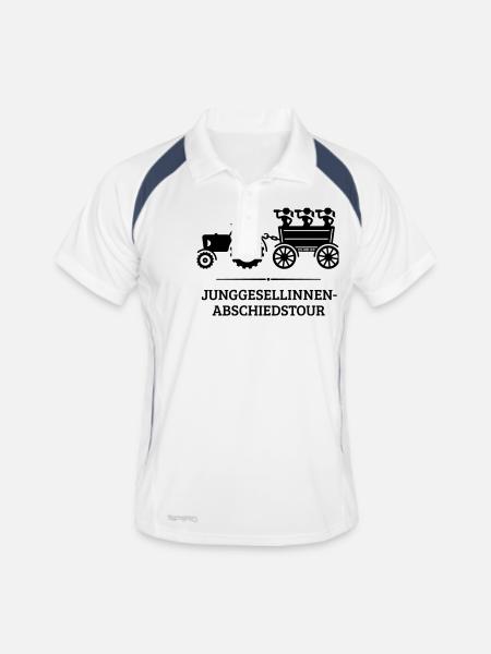 Junggesellinnen-Abschiedstour Mit Trecker (JGA V2) - Männer Polo atmungsaktiv - Weiß/Navy - Vorne