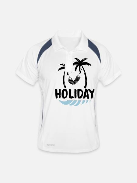 Palmiers Relax Vacances - Polo respirant Homme - blanc/marine - Devant