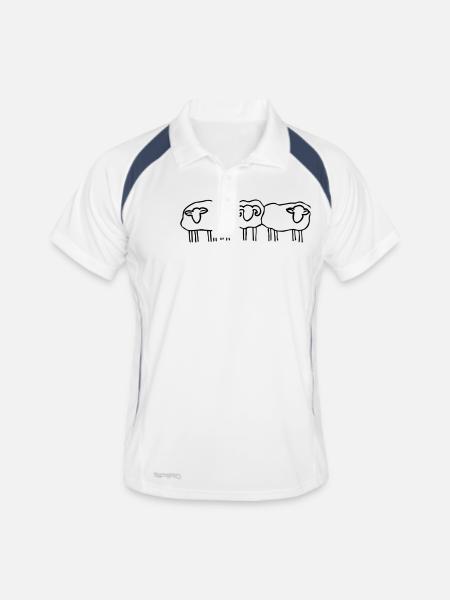 Schafe Schafherde - Männer Polo atmungsaktiv - Weiß/Navy - Vorne