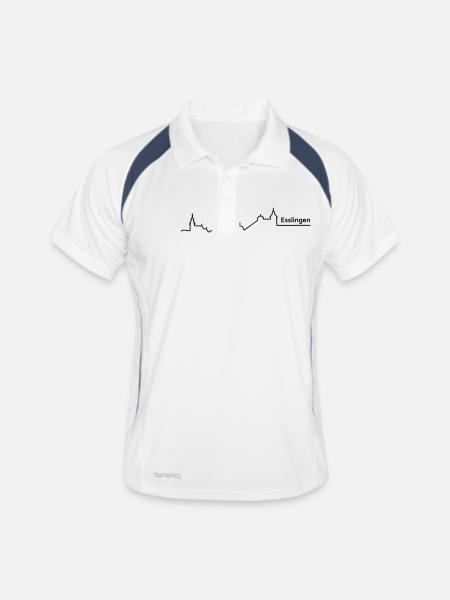 esslingen skyline - Männer Polo atmungsaktiv - Weiß/Navy - Vorne