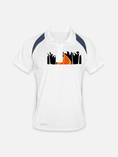 Ship Sun Palm Trees South Seas Evening Sunset - Men's Polo breathable - white/navy - Front