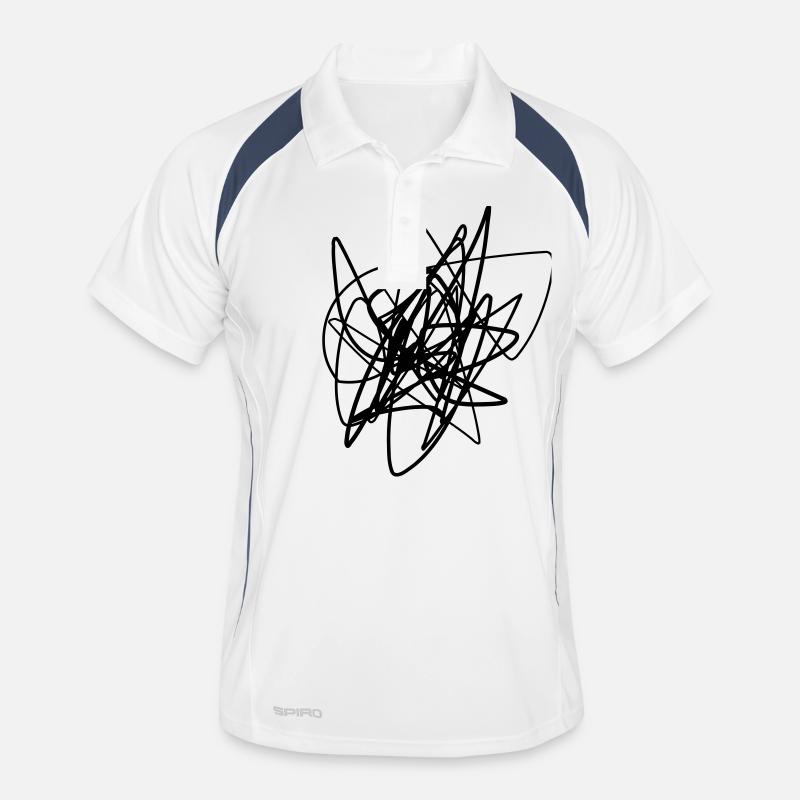 Scribbled chaotic strokes pattern - Men's Polo breathable - white/navy