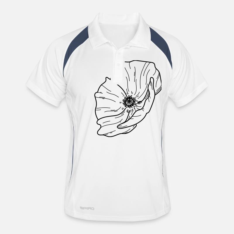 Mohn Blume - Männer Polo atmungsaktiv - Weiß/Navy