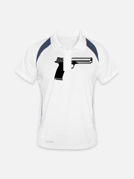 gun - Männer Polo atmungsaktiv - Weiß/Navy - Vorne