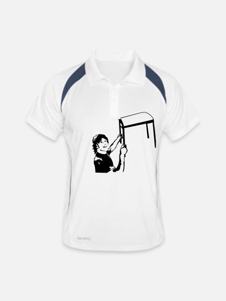 Stuhltanz - Schatzi schenk mir ein Foto - Männer Polo atmungsaktiv - Weiß/Navy - Vorne