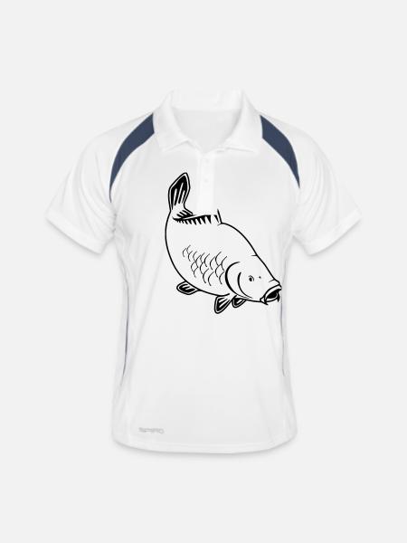 Carp - Männer Polo atmungsaktiv - Weiß/Navy - Vorne